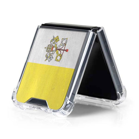 Vatican City Flag Distressed Galaxy Z Flip5 5G Clear Case